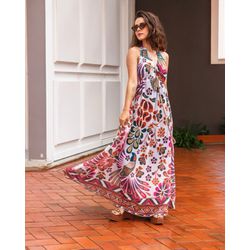 Vestido Isadora Longo Decote Nas Costas - Cajuá Franca