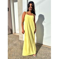 Vestido Longo Amarelo Alças Finas - Cajuá Franca