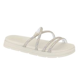 Tamanco Moleca Flat Santorine Cristal Holográfica ... - Calçado&Cia