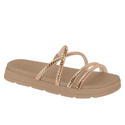 Tamanco Moleca Flat Santorine Light Peach Ouro Ros... - Calçado&Cia