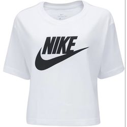 Camiseta Cropped Nike Sportswear Feminina Branca -... - Calçado&Cia