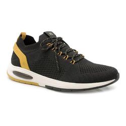 Tenis Ferricelli Casual Knit +Leve Preto e Amarelo... - Calçado&Cia