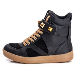 Tênis Confort Sneaker Unissex Couro Legitimo Preto... - CALCADOFITNESS