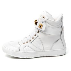 Tênis Sneaker Feminino Couro Legitimo Branco Calça... - CALCADOFITNESS