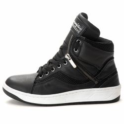 Tênis Sneaker Unissex Couro Legitimo Preto Branco ... - CALCADOFITNESS