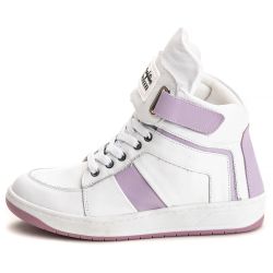 Tênis Sneaker Unissex Couro Legitimo Branco Lilás ... - CALCADOFITNESS