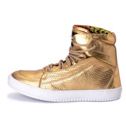 Tênis Sneaker Dragon Couro Legitimo Dourado - CALCADOFITNESS