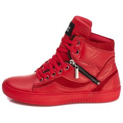 Tênis Sneaker Unissex Couro Legitimo Vermelho Calç... - CALCADOFITNESS