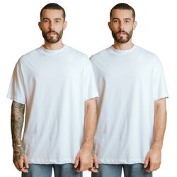 Kit 2 Camisetas Oversized 100% Algodão - Branco - calcadolivre.com.br