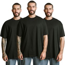 Kit 3 Camisetas Oversized 100% Algodão - Preto - calcadolivre.com.br