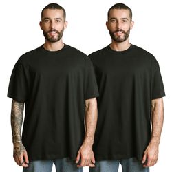 Kit 2 Camisetas Oversized 100% Algodão - Preto - calcadolivre.com.br