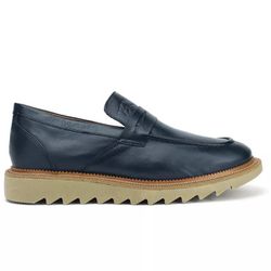 Sapato Loafer Tratorado Confort Couro Marinho M018 - CALÇADOS MAFISA