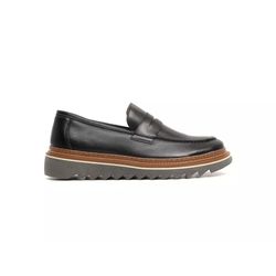 Sapato Loafer Tratorado Confort Couro Preto - CALÇADOS MAFISA