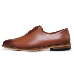 SAPATO SOCIAL DERBY LISO CARAMELO - SOLA COURO - CALÇADOS MAFISA
