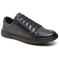 Sapatênis Casual Couro Crest Preto - CCE00123 - Calçados Em Casa