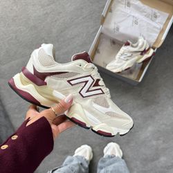 Tênis New Balance 9060 Bege e Bordo - 1 - CALMARIASHOP