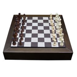 JOGO XADREZ MADEIRA NOGUEIRA E RECOURO CAFÉ 48X48X... - Calura