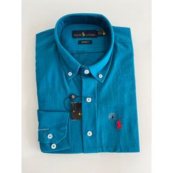 Camisa Social Linho RL - Turquesa - 302902115 - Atacado Porto Alegre