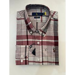 Camisa Social Xadrez RL - Branco com vermelho - 30... - Atacado da Camiseteria Poa