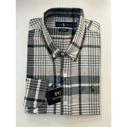 Camisa Social Xadrez RL - Cinza com verde - 302902... - Atacado da Camiseteria Poa