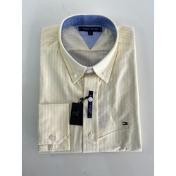 Camisa Social TH Fio Egipcio - Listra Amarelo - 50... - Atacado da Camiseteria Poa
