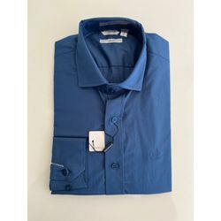 Camisa Social Tricoline Elastano - Azul Petroleo -... - Atacado Porto Alegre