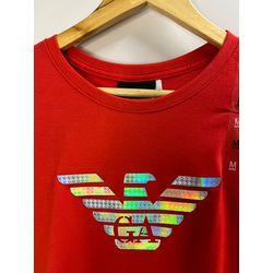 Camiseta Cotton Egípcio Arm Estampada - Vermelho -... - Atacado da Camiseteria Poa