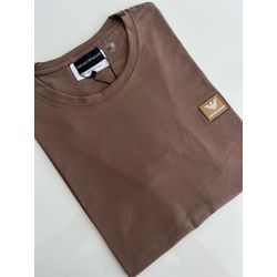 Camiseta Cotton Egípcio Arm Básica - Marrom - 1052... - Atacado da Camiseteria Poa