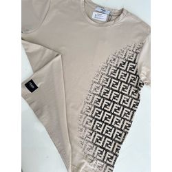 Camiseta Cotton Egípcio FND Estampada - Bege - fnd... - Atacado Porto Alegre