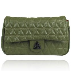 Bolsa Maria Couro Matelassê Verde Militar Grande