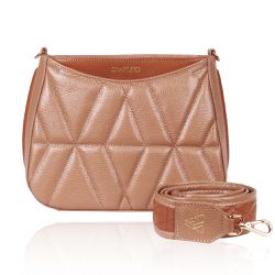 EM PRODUÇÃO | Bolsa Dayana Couro Nude c/ Camel - CAMPEZZO