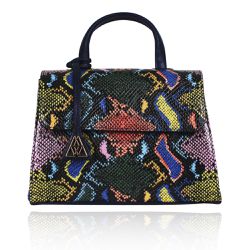 Bolsa Audrey Couro Marinho c/ Snake - CAMPEZZO