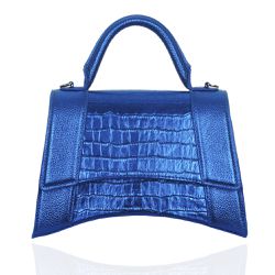 Bolsa Alice Couro Azul Royal Metalizado - CAMPEZZO