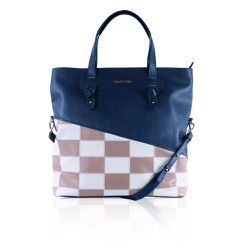 Bolsa Beethoven Couro Marinho Patchwork - CAMPEZZO