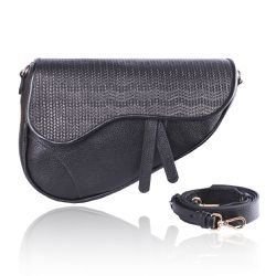 Bolsa Saddle Parker Couro Preto - CAMPEZZO