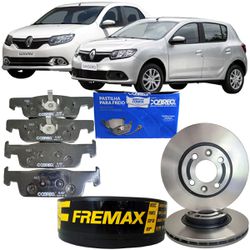 Kit Discos e Pastilhas Freio Dianteiro Logan Sande... - Campos Autopeças