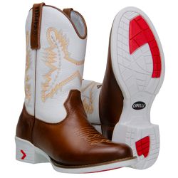 Bota Country Masculina Texana Com Solado Branco Em Couro Legitimo - 19 - CAPELLI BOOTS