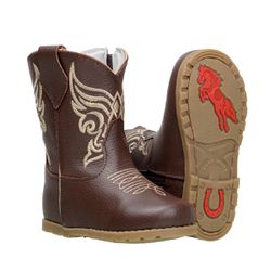 Bota Baby Texana De Couro Café-bege - 054cf-bege - CAPELLI BOOTS