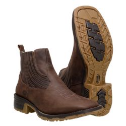 Botina Masculina Em Couro Legítimo Bico Quadrado Café - 1020-adv - CAPELLI BOOTS