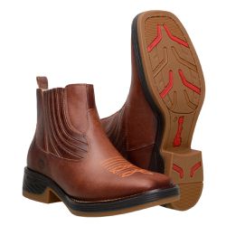 Botina Texana Country De Bico Quadrado Em Couro Nobre Havana - 1020-ha... - CAPELLI BOOTS