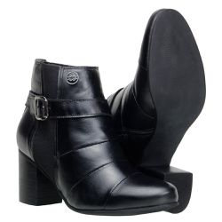 Bota Feminina Social De Salto Cano Curto Em Couro - 3134-preto - CAPELLI BOOTS