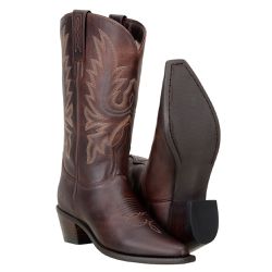 Bota Texana Feminina Em Couro Legítimo Fóssil Café Com Bordados - 4500... - CAPELLI BOOTS