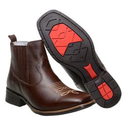 Botina Masculina Country Tradicional Em Couro Nobre Café - 472-cafe - CAPELLI BOOTS