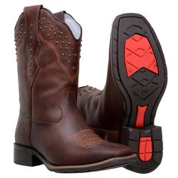 Bota Feminina Cano Médio Country Em Couro Nobre Café - 52260-cafe - CAPELLI BOOTS