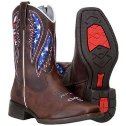 Bota Infantil Em Couro Nobre Legitimo Cor Café e Laser U.S.A - 55180-U... - CAPELLI BOOTS