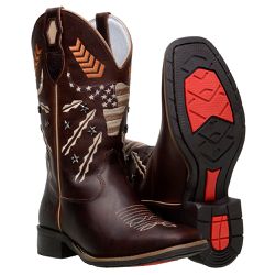 Bota Feminina Cano Médio Em Couro Nobre Cor Fóssil Café Bordada - 5925... - CAPELLI BOOTS