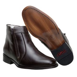 Botina Social Masculina Com Zíper Na Lateral Em Couro Nobre - 730-cafe - CAPELLI BOOTS