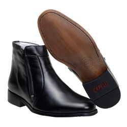 Botina Masculina Social Em Couro Legítimo Preto Macio - 730-preto - CAPELLI BOOTS