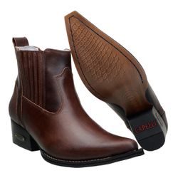 Botina Texana Masculina Em Couro Legítimo Café - 7400-cafe - CAPELLI BOOTS