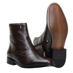 Botina Social Masculina Cano Médio Em Couro Legítimo - 790-cafe - CAPELLI BOOTS